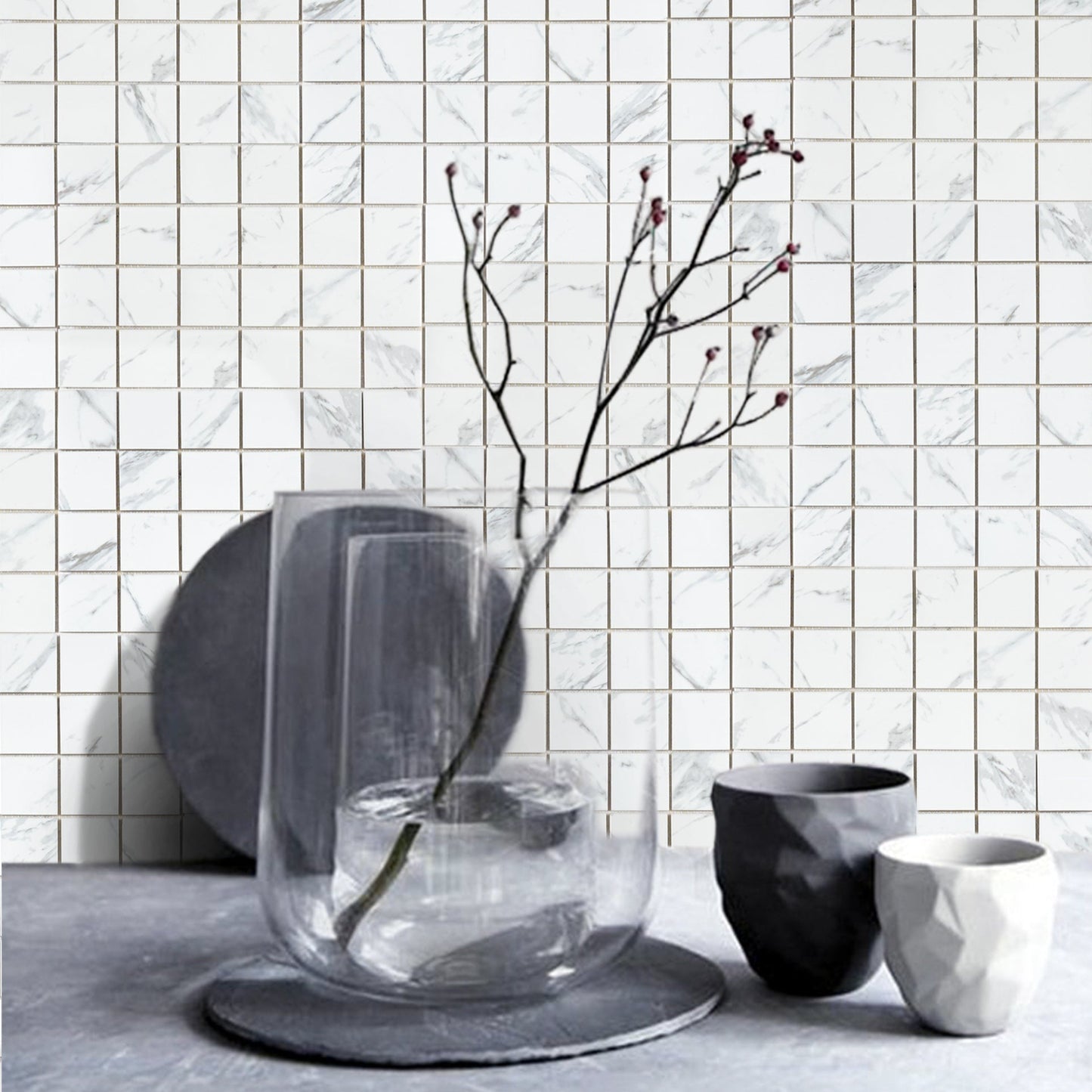 2" Square Tile in Matte Carrara