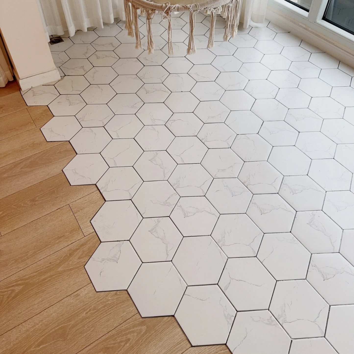 4" Carrara Hexagon Tile