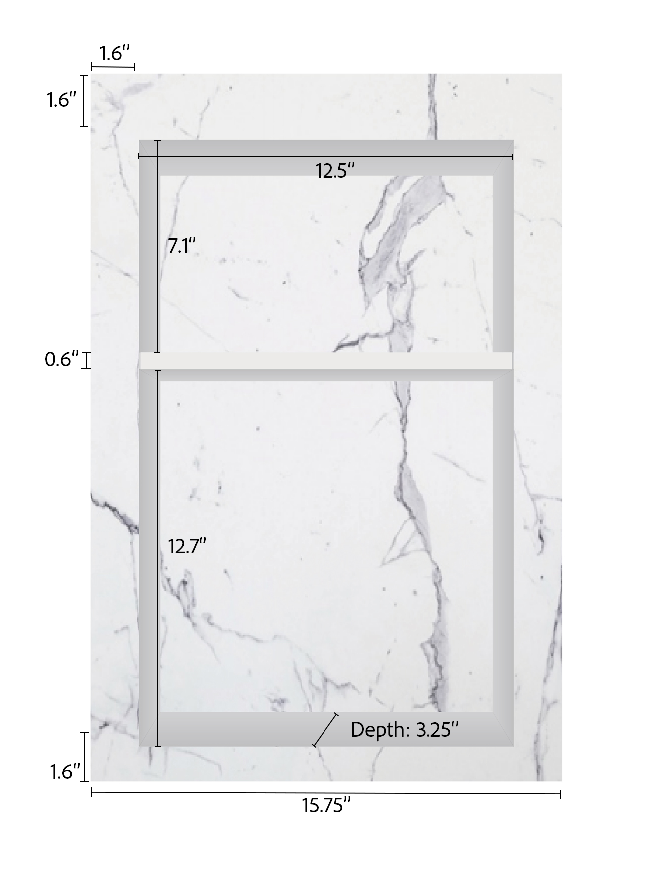 ArtiStone 16" x 24" Shower Niche in Calacatta (Pre-Attached Shelf)