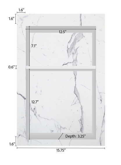 ArtiStone 16" x 24" Shower Niche in Calacatta (Pre-Attached Shelf)