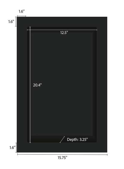 ArtiStone 16" x 24" Shower Niche in Pure Black (Loose Shelf)