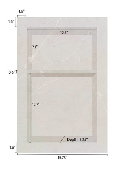 ArtiStone 16" x 24" Shower Niche in Cinderella Grey (Pre-Attached Shelf)