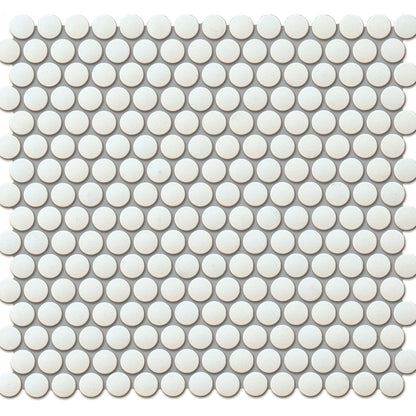 1" Penny Tile in Snow White (Non Slip)