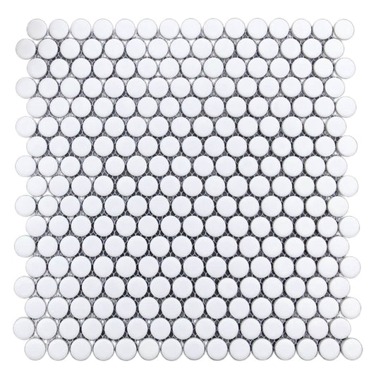 1" White Penny Tile