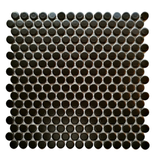 1" Black Penny Tile
