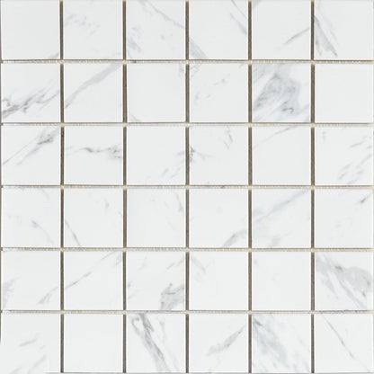 2" Square Tile in Matte Carrara
