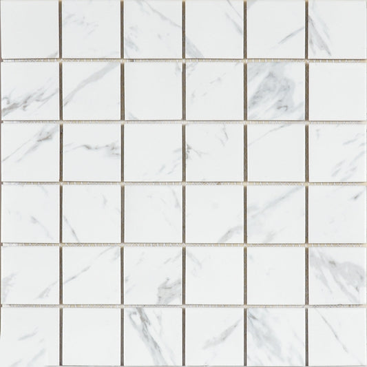 2" Square Tile in Matte Carrara