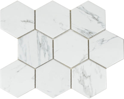 4" Carrara Hexagon Tile