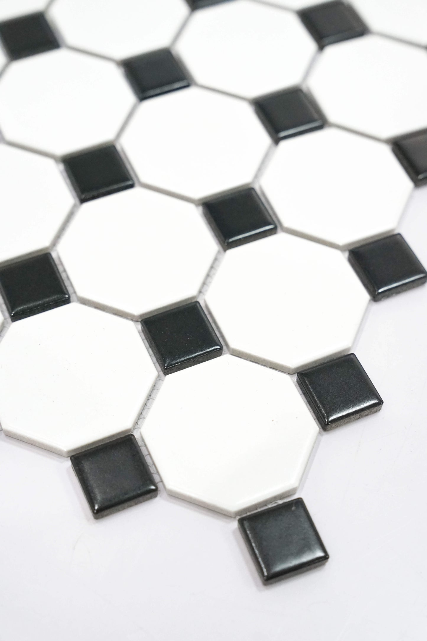 White Octagon with Black Dot Matte