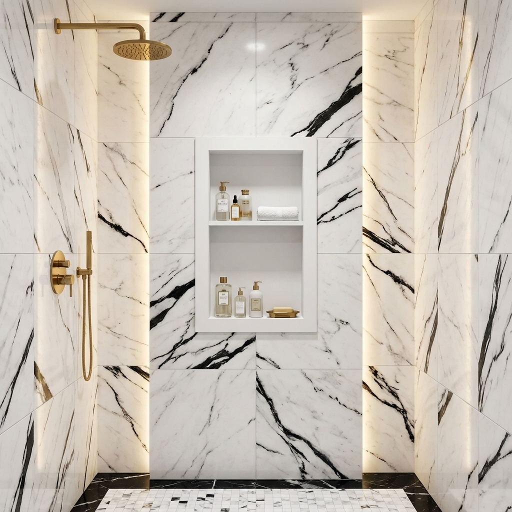 Trezza 16" x 24" Shower Niche in Pure White (Pre-Attached Shelf)