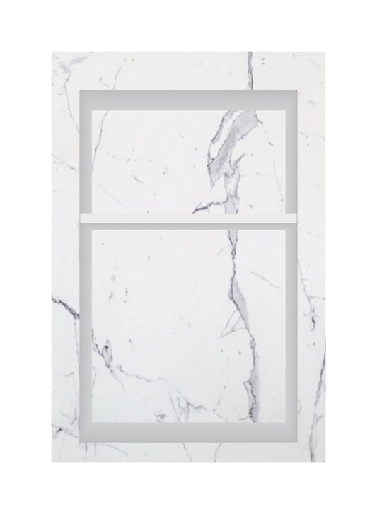 ArtiStone Shower Niche 16" x 24" Calacatta (With a Pre-Attached Shelf)