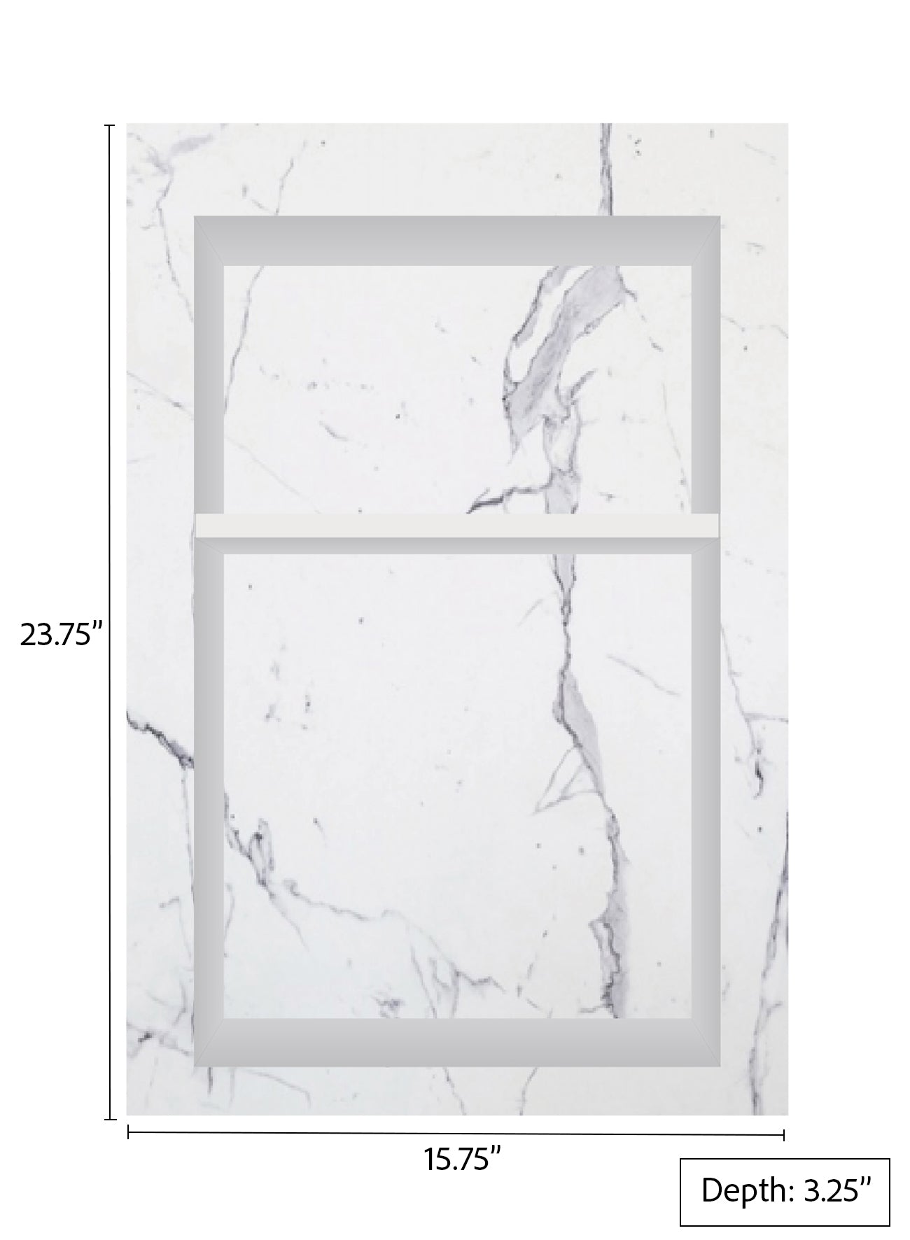 ArtiStone 16" x 24" Shower Niche in Calacatta (Pre-Attached Shelf)