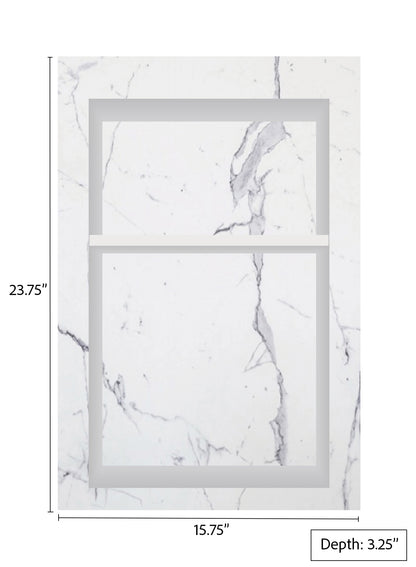 ArtiStone 16" x 24" Shower Niche in Calacatta (Pre-Attached Shelf)