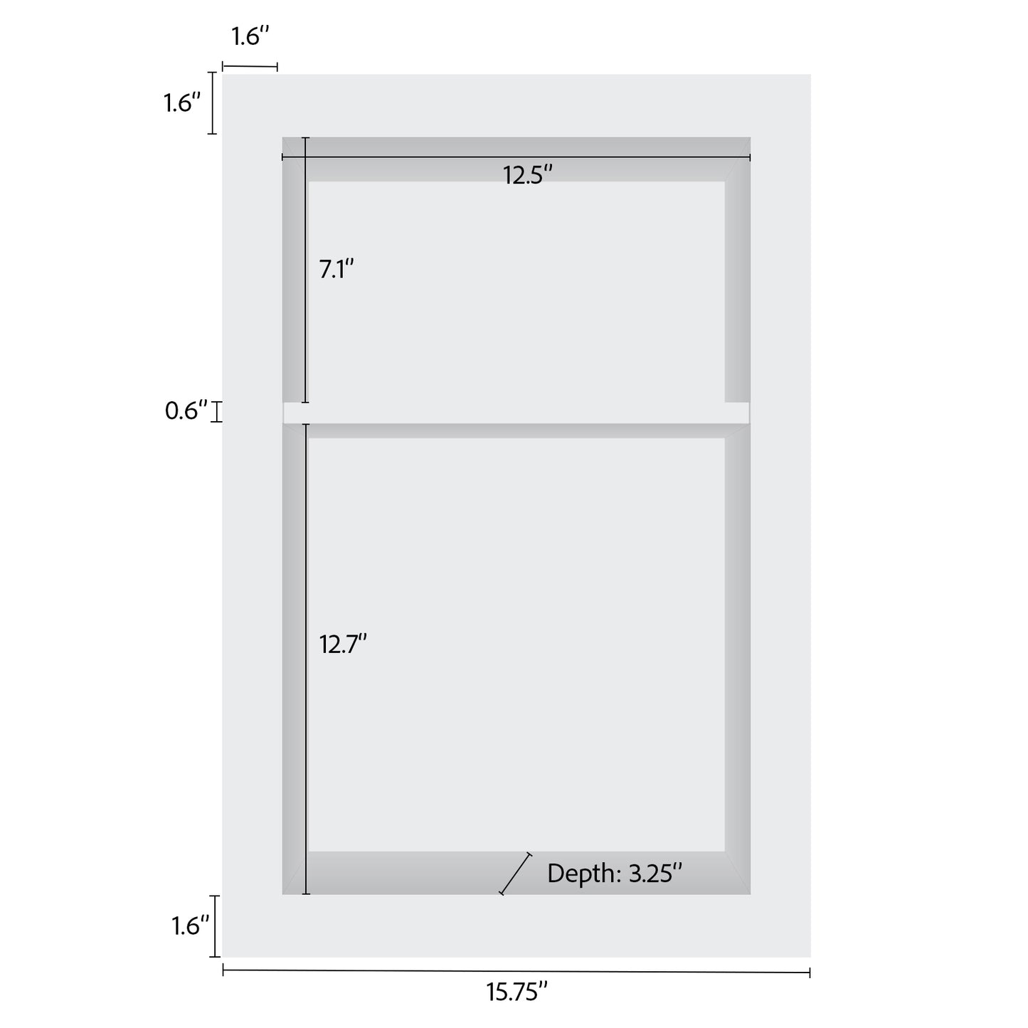 16" x 24" Shower Niche in Super White (with Shelf)