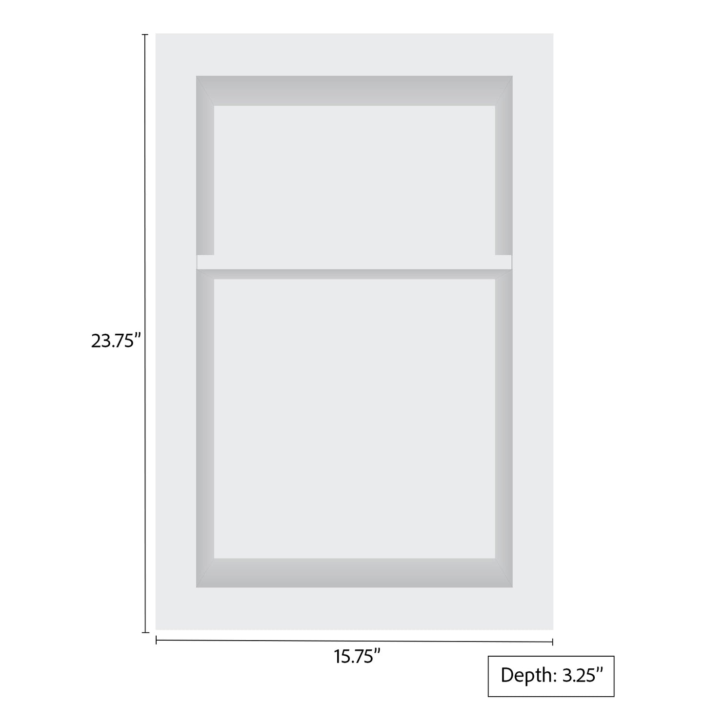 16" x 24" Shower Niche in Super White (with Shelf)